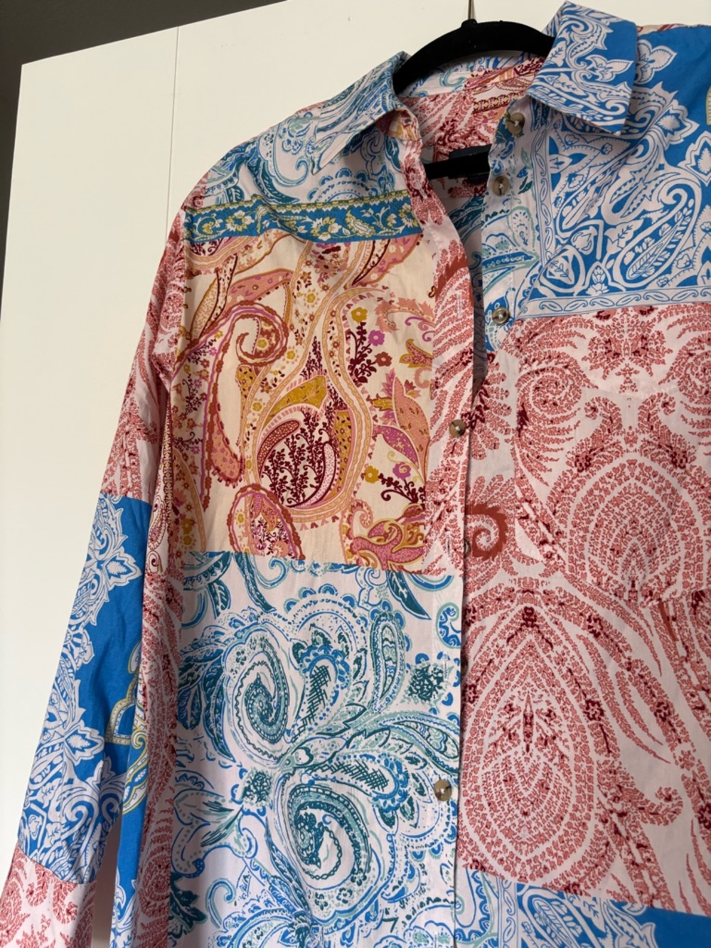 Anthropologie Maeve the Soren long sleeve shirt dress size M patchwork paisley - Picture 8 of 11